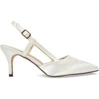 XY London Women's 'Karla' Ivory Satin Bridal Mid Heel Slingback Court Shoes | Size: 4