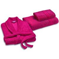 CHRISTY Women's 'Supersoft Cosy' Microvelour Bath Robe & Prism Towel Gift Set in Pink | Size: S/M