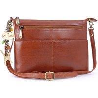 Catwalk Collection Handbags Women's Jenny Leather Cross Body Bag in Tan | Size: Medium