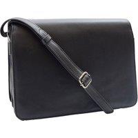 House of Leather Women's Womens Real Leather Cross Body Bag Messenger Organiser Bag HOL323 Navy in Black | Size: Large