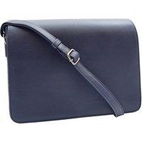 House of Leather Women's Womens Real Leather Cross Body Bag Messenger Organiser Bag HOL323 Navy | Size: Large