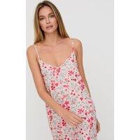 Lily and Lionel Women's Rosie V-Neck Jasmine Print Nightie In Cream | Size: Small