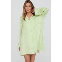 Lily and Lionel Women's Simone Long Sleeve Mini Stripe Print Nightshirt In Green | Size: Small