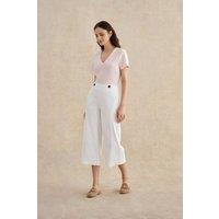 Hobbs London Women's Kimmi High Rise Culotte Trousers in Cool White | Size: 18