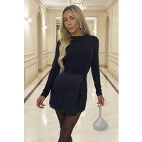 AX Paris Women's Black Diamante 2 in 1 Long Sleeve Playsuit | Size: 16