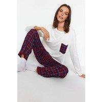 WOVCOR Women's 2-Piece Checked Pocket Detail Pajama Set | Size: Medium