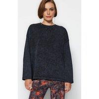 WOVCOR Women's Crew Neck Long Sleeve Cotton Sweatshirt in Dark Grey | Size: XS