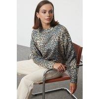 WOVCOR Women's Leopard Print Soft Knit Jumper | Size: Medium