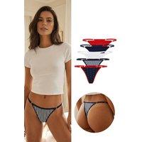 WOVCOR Women's 5 Pack Mixed Print Adjustable Strap Thong Briefs | Size: XL