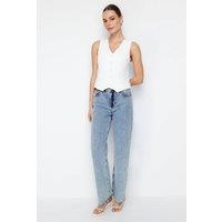 WOVCOR Women's Tailored Cropped Button Front Waistcoat in White | Size: 8