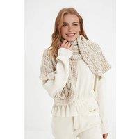 WOVCOR Women's Chunky Cable Knit Winter Scarf in Beige