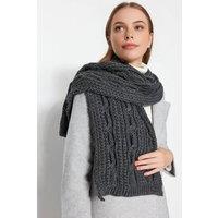 WOVCOR Women's Chunky Cable Knit Winter Scarf in Dark Grey