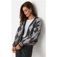 WOVCOR Women's Argyle Pattern Open-Front Soft Knit Cardigan | Size: Small