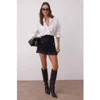 WOVCOR Women's Pleated High Waist Mini Chiffon Skirt in Black | Size: 10