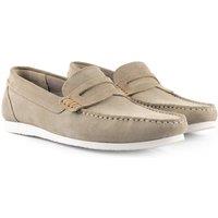 Silver Street London Men's Stanhope Suede Leather Casual Penny Loafers in Light Sand | Size: 10