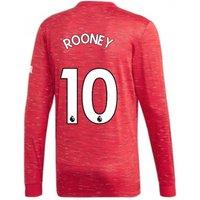Manchester United FC Men's Mens 2020 - 2021 Man Utd Adidas Home Long Sleeve Shirt - Rooney 10 in Red | Size: Medium