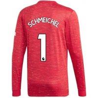 Manchester United FC Men's Mens 2020 - 2021 Man Utd Adidas Home Long Sleeve Shirt - Schmeichel 1 in Red | Size: Medium