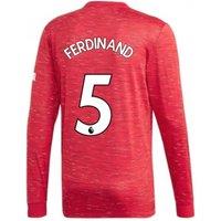 Manchester United FC Men's Mens 2020 - 2021 Man Utd Adidas Home Long Sleeve Shirt - Ferdinand 5 in Red | Size: Medium