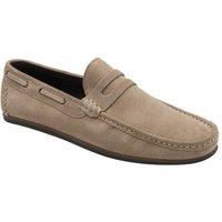 Frank Wright Men's Suede 'Duggan' Penny Loafers in Stone | Size: 10