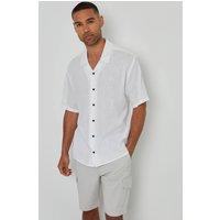 threadbare Men's 'Kylian' Linen Blend Revere Collar Short Sleeve Shirt in White | Size: XL