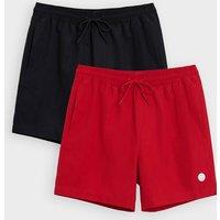 Threadbare Men's 2-Pack Quick Dry Swim Shorts in Red | Size: Large