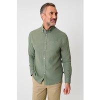 Saltwell Men's Linen Rich Long Sleeve Shirt in Green | Size: Large