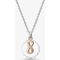 T.H.Baker Women's Sterling Silver Two Tone Flower & Infinity Necklace 2THB009306 | Size: 18 inches