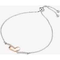 T.H.Baker Women's Two Colour Cubic Zirconia Heart Wishbone Toggle Bracelet 2THB019004 in Rose Gold | Size: Adjustable