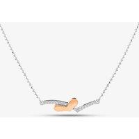 T.H.Baker Women's Silver & Rose Gold Plating Cubic Zirconia Wishbone Necklace 2THB018904 | Size: 18 inches