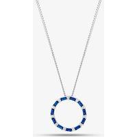 T.H.Baker Women's Sterling Silver Blue Cubic Zirconia Circle Pendant Necklace S6673 | Size: Standard