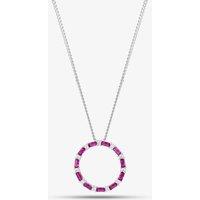 T.H.Baker Women's Sterling Silver Red Cubic Zirconia Circle Pendant Necklace S6674 | Size: Standard