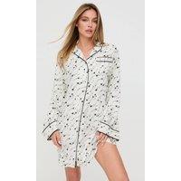 Lily and Lionel Women's Simone Long Sleeve Shooting Star Print Nightshirt In Cream | Size: Small