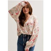 Lily and Lionel Women's Rosetti Billowy Sleeves Wishing Well Print Blouse In Multi | Size: 16