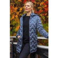 Roman Women's Wave Quilted Puffer Hooded Coat in Pale Blue | Size: 10