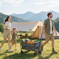 OUTSUNNY 93L Festival Trolley, 100kg Heavy Duty Folding Trolley Cart, Grey