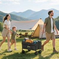 OUTSUNNY 62L Festival Trolley, 60kg Heavy Duty Folding Trolley Cart, Black