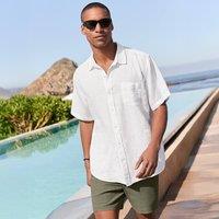 Lands' End Men's Short Sleeve Linen Shirt in White | Size: 2XL