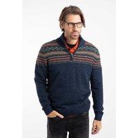 Weird Fish Men's Larner 1/4 Zip Fair Isle Jumper in Midnight | Size: 3XL