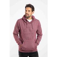 Weird Fish Men's Perranporth Embossed Grindle Hoodie in Maroon | Size: Small