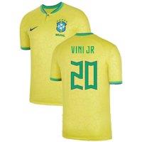 Brazil Men's 2022-2023 Home Shirt VINI JR 20 in Yellow | Size: 2XL