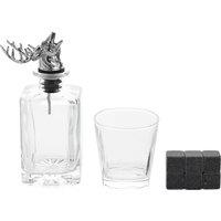 Harvey Makin Men's Whisky Stag Decanter, Glass & Cooling Stones Set in Clear