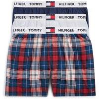Tommy Hilfiger Men's 3P Woven Boxer Elas Wb Navy/Tommy Tartan/Ithica in Navy | Size: XL