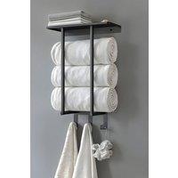 H&O Direct Modern Black Iron Wall-Mounted Towel Rack