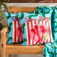 OHS 2 x Spicy Margs Garden Cushion Covers Outdoor Water Resistant | Size: 45 cm x 45 cm