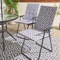 OHS 2 x Geo Print Garden Seat Pad Outdoor High Back Chair Cushion in Grey