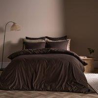 OHS Plain Dyed Duvet Cover with Pillowcase Bedding Set in Dark Brown | Size: King