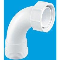 McAlpine T1 1.5" 90 Bend - BSP Male Thread x BSP Coupling Nut in White