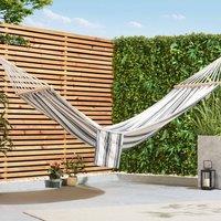 VonHaus Striped Cotton Garden & Patio 1 Seater Single Hammock in White | Size: 1 Pack
