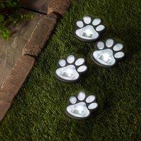 mysmartbuy Set of 4 Solar Powered Paw Print Design Garden Stake Lights in Black