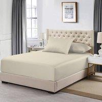 Homes-Linen 100% Egyptian Cotton 200TC Fitted Sheet 30cm Deep Pocket in Cream | Size: Single